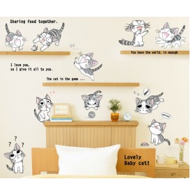 Cute Anime Cats Wall Sticker
